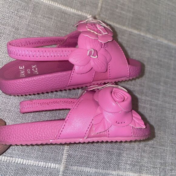 JANIE AND JACK pink Flower leather Sandals Size 4 - Picture 7 of 7